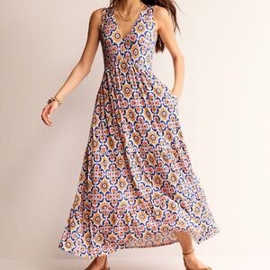 Boden Floral Maxi Dress - Blue and Orange
